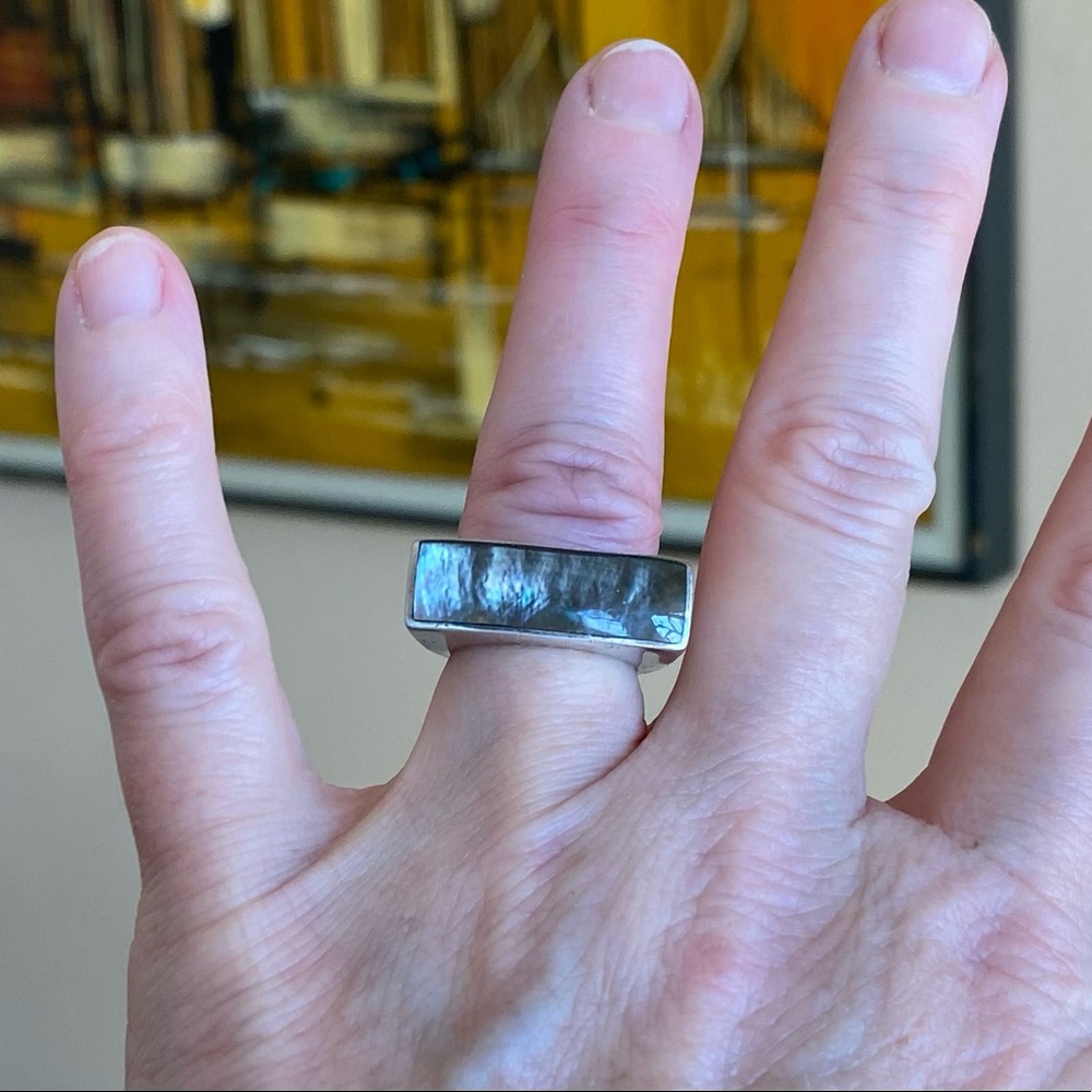Mother-of-Pearl and Silver Ring, Size 4.5